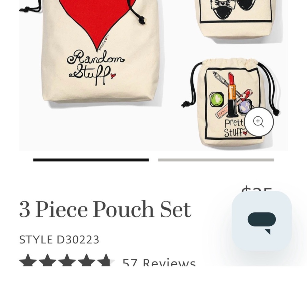 3 Piece Pouch Set with Red and Black Designs